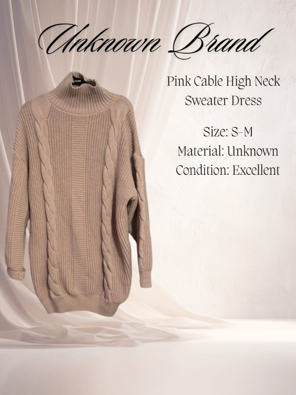 Pink Cableknit Sweater Dress